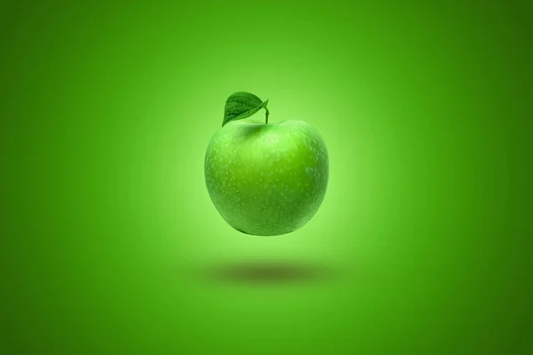 Grönt Äpple Grön Bakgrund Konstnärlig Bakgrund — Stockfoto