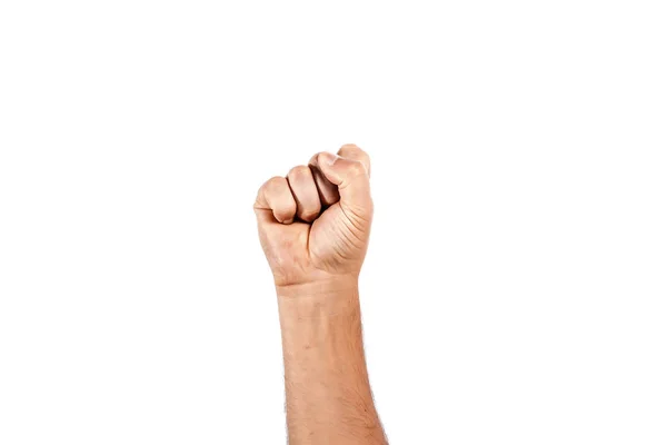 Male Hand Clenched Fist White Background Isolate — Stock Photo, Image