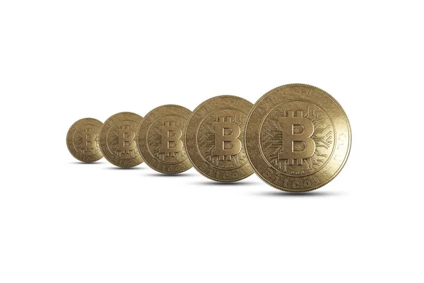 Gold Coin Bitcoin White Background Concept Crypto Currency Blockchain Technology — Stock Photo, Image