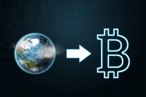 Bitcoin Dünya Kripto Para Birimine Kripto Döviz Alım Imkanlarını Döner — Stok fotoğraf