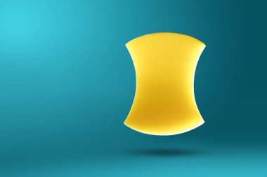 Mavi bir arka plan üzerinde bir temizlik sünger ile görüntü. Tesislerinde, temizlik Temizlik kavramını.