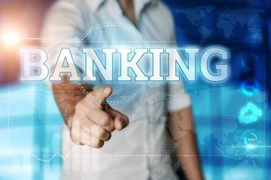 İşadamı sanal bir ekranda tıklatır ve 