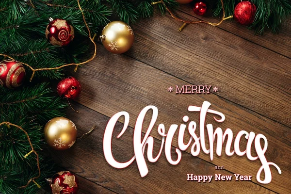 Die Inschrift Frohe Weihnachten Und Ein Glückliches Neues Jahr Grüne — Stockfoto