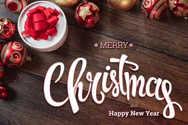 Die Inschrift Frohe Weihnachten Und Ein Glückliches Neues Jahr Dekorationen — Stockfoto