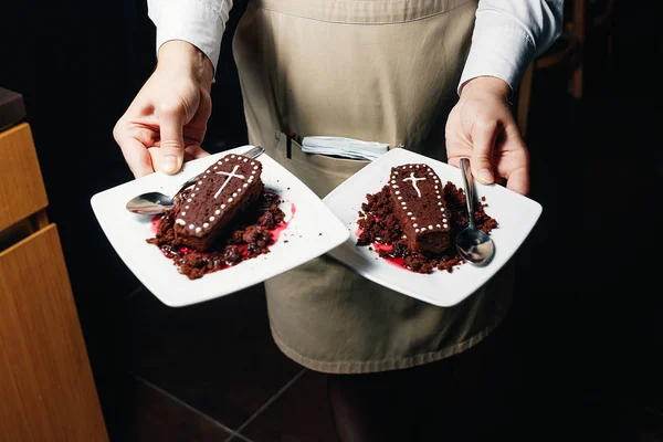 Restaurant Süßigkeiten Form Von Särgen Das Thema Von Halloween — Stockfoto