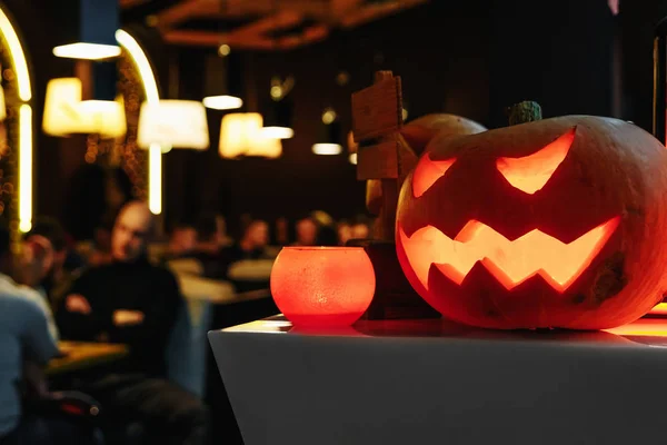 Group of spooky Halloween Jack o Lanterns