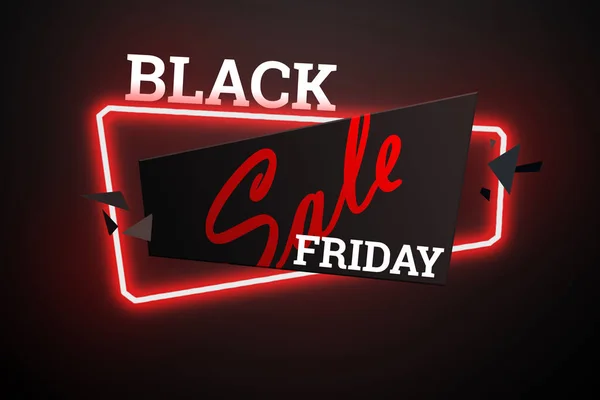 Inscripție Black Friday Vânzarea Etichetelor Bannere Geometrice Neon Fundal Întunecat — Fotografie, imagine de stoc
