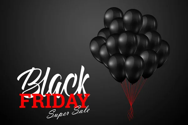 Nápis Černý Pátek Prodej Plakát Lesklé Balónky Černém Pozadí — Stock fotografie