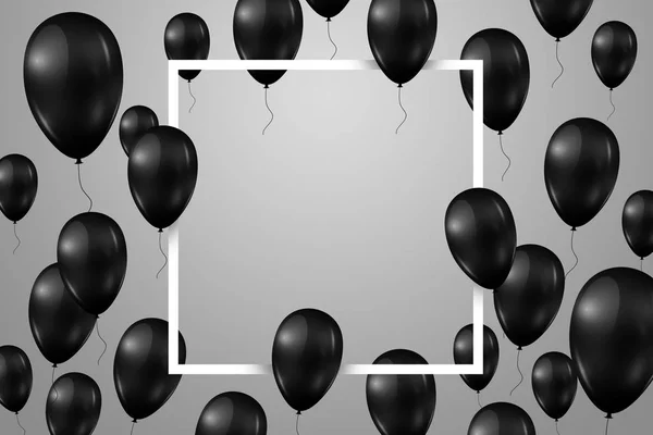 Affisch Med Glänsande Ballonger Med Fyrkantig Ram Ljus Bakgrund — Stockfoto