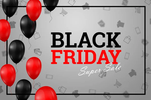 Iscrizione Black Friday Sale Poster Con Palloncini Lucidi Con Cornice — Foto Stock