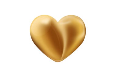 Beyaz arka plan üzerinde izole altın kalp. Mutlu Sevgililer günü tebrik kartı şablonu