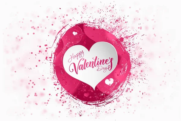 Happy Valentine's Day festive web banner, Valentine's Day. Composition with pink brains brush, paint, and hearts on a light background. — Stock Photo, Image