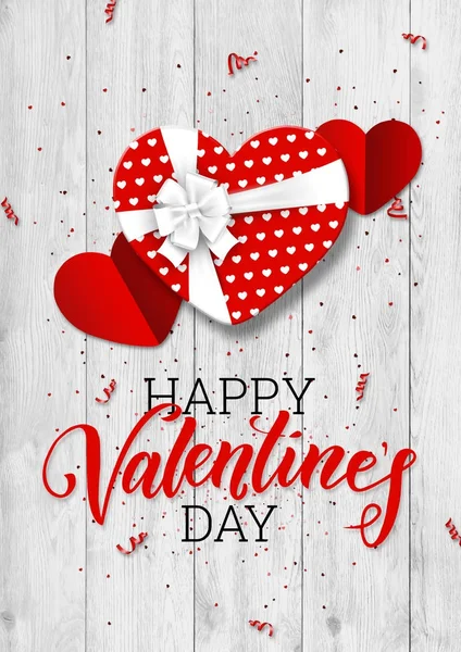 Feliz día de San Valentín banner web festivo. Vista superior de una composición romántica con cajas de regalo, confeti en forma de corazón. Fondo claro. Romance. . —  Fotos de Stock