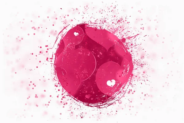 Fröhlicher Valentinstag festliches Web-Banner, Valentinstag. Komposition mit Pinsel, Farbe und Herzen auf hellem Hintergrund. — Stockfoto