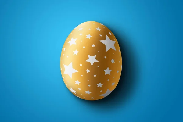 Счастливой Пасхи, нарисовал пасхальное яйцо на синем фоне. Белый золотой узор . — стоковое фото