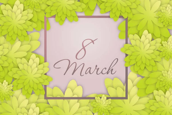 Internationaler Tag der glücklichen Frauen - 8. März, Feiertag Hintergrund mit Papier, Rahmen von Blumen. abstrakte gelbe florale Grußkarte. Modische Designvorlage. — Stockfoto