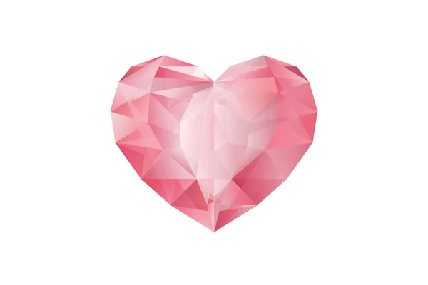 Diamante rosa en forma de corazón sobre un fondo blanco, aislar —  Fotos de Stock
