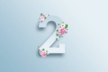 Basamaklı iki, pembe Gül ve yeşil bir ışık arka plan üzerinde bırakır. Bahar arka plan. yat, uzay, karışık teknik, üstten görünüm Kopyala.