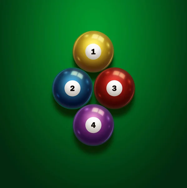 Billard, voller Satz Billardkugeln isoliert auf grünem Hintergrund. Snooker. Illustration — Stockfoto