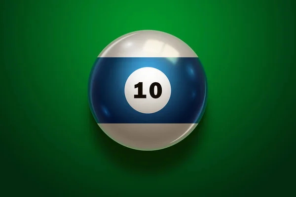 Black realistic billiard eight ball on green table. — Stock Photo, Image