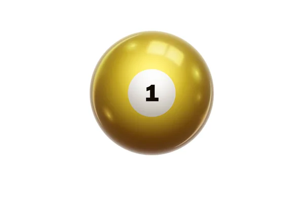 Billiards, yellow balloon at number 1, one, isolated on white background. Snooker. Illustration — Stock Photo, Image