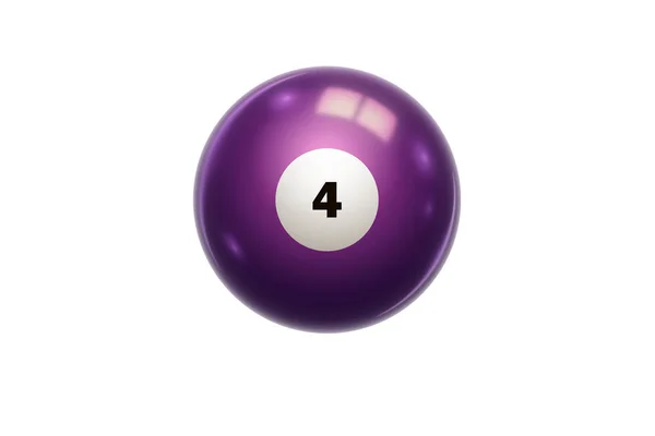 Billard, boule violette au numéro 4, Quatre, isolé sur fond blanc. Snooker. Illustration de stock — Photo