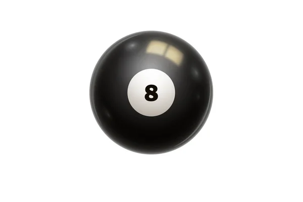 Billiards, black ball with number 8, isolated on white background. Snooker. Illustration — Stock Photo, Image