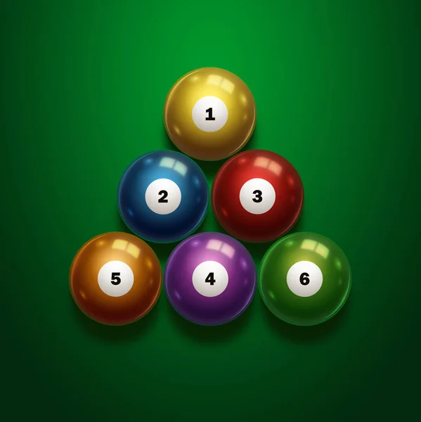 Billiards, full set of billiard balls isolated on a green background. Snooker. illustration — Stock Photo, Image