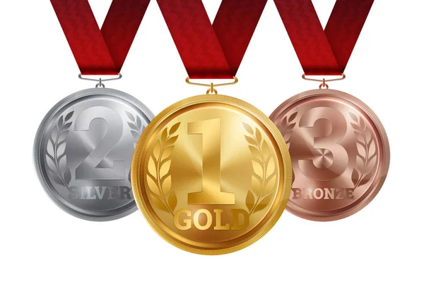 Médaille D'or Médailles D'or Du Numéro 1 Avec Les Rubans Rouges De  Récompense Premier Prix De Trophée De Gagnant De Placement Ens Illustration  de Vecteur - Illustration du rouge, championnat: 137819980