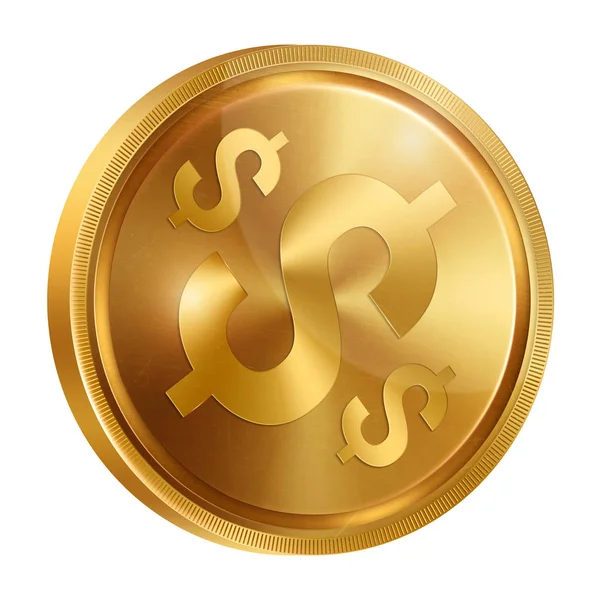 Imagen de una moneda con un signo de dólar bancario sobre un fondo blanco, aislado. El símbolo del dólar del dólar. Símbolos de monedas, ilustraciones, 3d. Negocio . —  Fotos de Stock