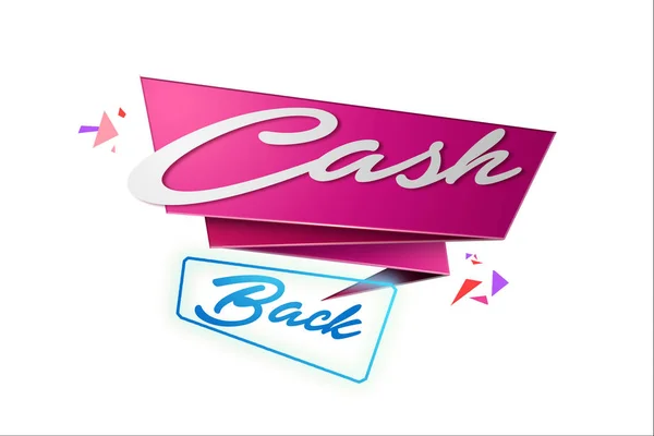 La inscripción Cash Back, la imagen del emblema sobre fondo blanco, aísla. Icono, un símbolo de devolución de dinero. El concepto de negocio, finanzas. Blanco, color rosa. Ilustración, 3d . — Foto de Stock