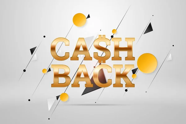 Yazıt Cash Back, amblem görüntü beyaz arka plan üzerinde. İş kavramı, para iadesi, mali, müşteri odaklılık. Beyaz, altın rengi. İllüstrasyon, 3d. — Stok fotoğraf