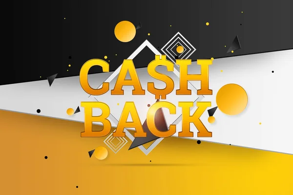 Inscripción Cash Back, imagen emblema sobre fondo blanco. Concepto de negocio, devolución de dinero, finanzas, atención al cliente. Blanco, color dorado. Ilustración, 3d . — Foto de Stock