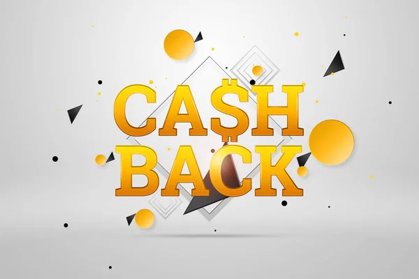 Inscription Cash Back, emblem image on white background. Business concept, money back, finances, customer focus. White, gold color. Illustration, 3d. — Stock Photo, Image