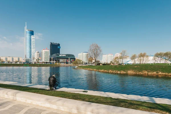 Minsk Belarús Abril 2018 Panorama Del Centro Ciudad Minsk Centro — Foto de Stock
