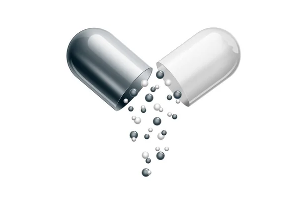 Tablet Postaci Kapsułki Srebrny Izolowana Białym Tle Koncepcja Medycyna Leczenie — Zdjęcie stockowe