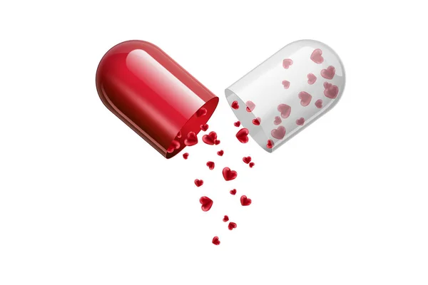 Une Pilule Sous Forme Capsules Couleur Rouge Isolées Sur Fond — Photo