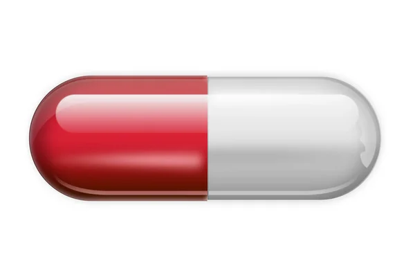 赤い色は 白い背景で隔離のカプセルの形の錠剤 治療法 治療の概念 — ストック写真
