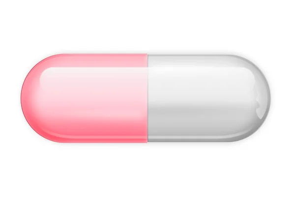 Таблетка Виде Капсулы Розового Цвета Изолированная Белом Фоне Концепция Медицины — стоковое фото