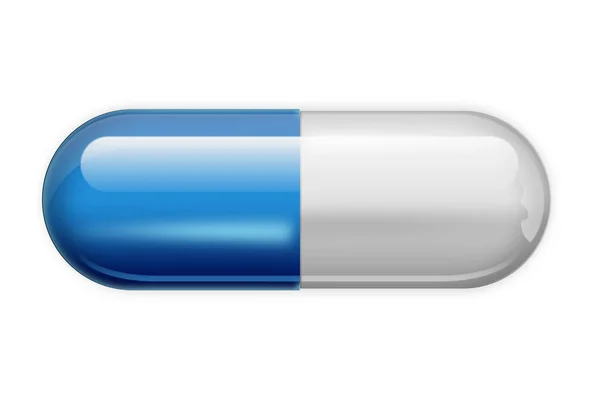 Egy Tabletta Egy Kék Színű Elszigetelt Fehér Background Kapszula Formájában — Stock Fotó