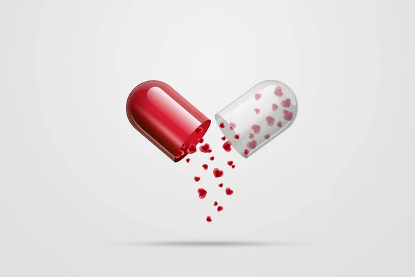 Pill Form Capsules Red Color Isolated White Background Concept Medicine — Stock Photo, Image