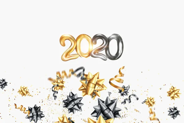 Креативний дизайн з Новим 2020 роком на білому тлі. Чорно-золотий дизайн. Шаблон дизайну брошур, картка, банер. 3D ілюстрація, 3D рендеринг — стокове фото