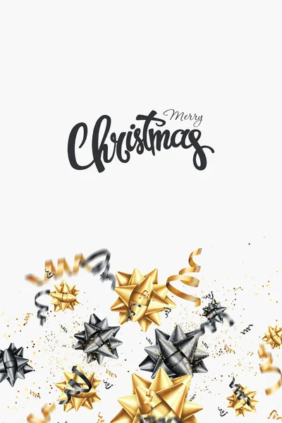 Joyeux Noël or Design créatif sur un fond blanc. Design en or noir. Modèle de conception de brochure, carte, bannière. Illustration 3D, 3D Render — Photo