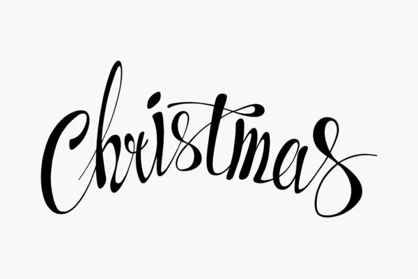 Text, black letters Merry Christmas handwritten on a white background. Calligraphy lettering template. Holiday greeting — ストック写真