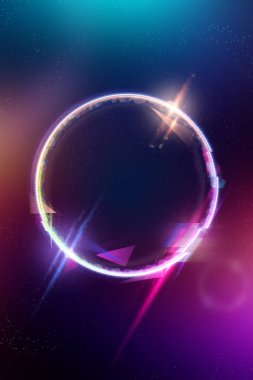 Yaratıcı pilot A4, neon soyut tasarım. Davetiye kartı, reklam tasarımı, kopyalama alanı.