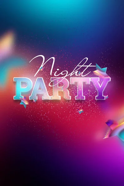 Creative flyer A4 för en nattklubb, inskriptionen nattfest på en mörk bakgrund, neon blinkar. Inbjudningskort, reklamdesign, kopieringsutrymme. — Stockfoto