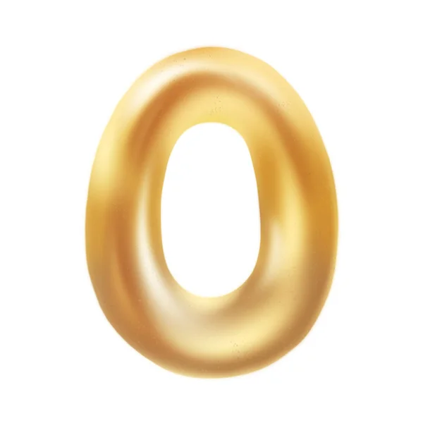Gyllene nummer 0 ballong isolerad på vit bakgrund. Metallisk ballong design. 3D-illustration, 3D-återgivning — Stockfoto