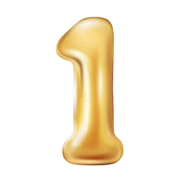 Balão dourado número 1 isolado sobre fundo branco. Projeto de balão metálico. Ilustração 3D, renderização 3D — Fotografia de Stock