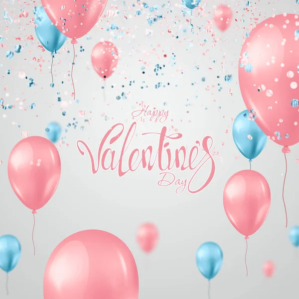 Desenho de dia de Valentim, balões cor-de-rosa e turquesa em um fundo leve. Cartaz de venda, em branco, amor, venda, folheto. Ilustração 3D, renderização 3D . — Fotografia de Stock