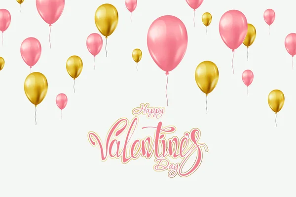 Design Saint-Valentin, ballons roses et dorés sur fond clair. Affiche de vente, vierge, amour, vente, prospectus. Illustration 3D, rendu 3D . — Photo